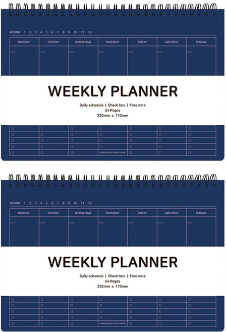 2Youngdesign 54頁週計劃本, 深藍色, 2本