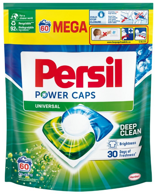 Persil 寶瀅 三合一洗衣膠囊強效補充包, 60顆, 1袋
