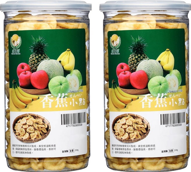 Global Garden 盛花園 香蕉脆片小點, 210g, 2罐