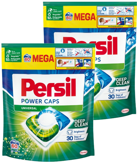 Persil 寶瀅 台灣公司貨 三合一洗衣膠囊強效補充包, 60顆, 2袋