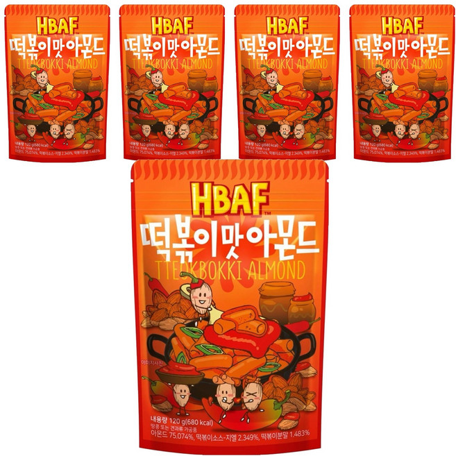 HBAF 杏仁果 辣炒年糕風味, 120g, 5包