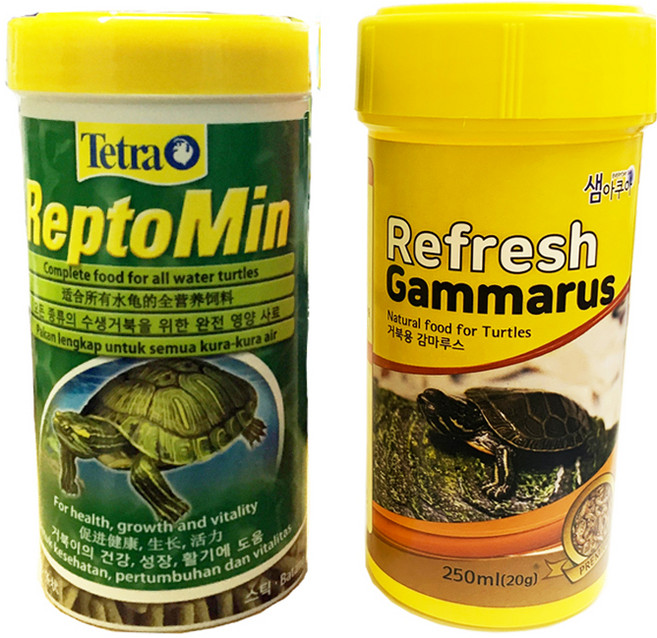 샘아쿠아 렙토민 55g + 리프레쉬 감마루스 20g 거북이 사료 세트, 1세트