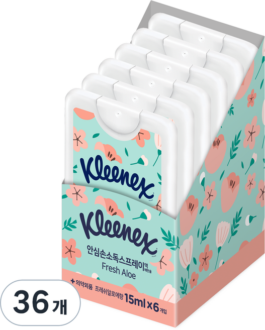 크리넥스 손소독 스프레이 알로에, 15ml, 36개