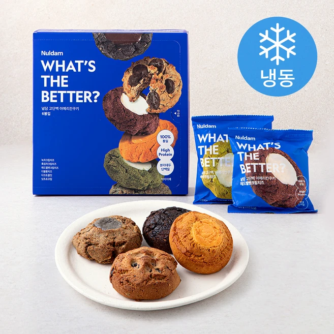 널담 고단백 아메리칸쿠키 6종 세트 (냉동), 100g, 6개입, 1세트 - 쿠팡