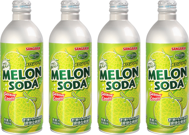 SANGARIA 鋁罐彈珠汽水 哈密瓜風味, 500g, 4瓶