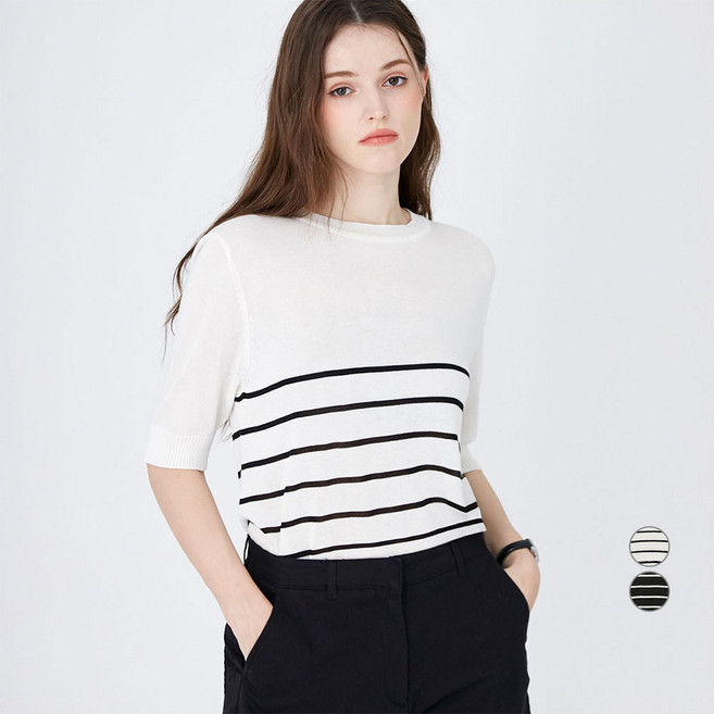 ELLE PARIS 루즈핏 썸머 반소매 스트라이프