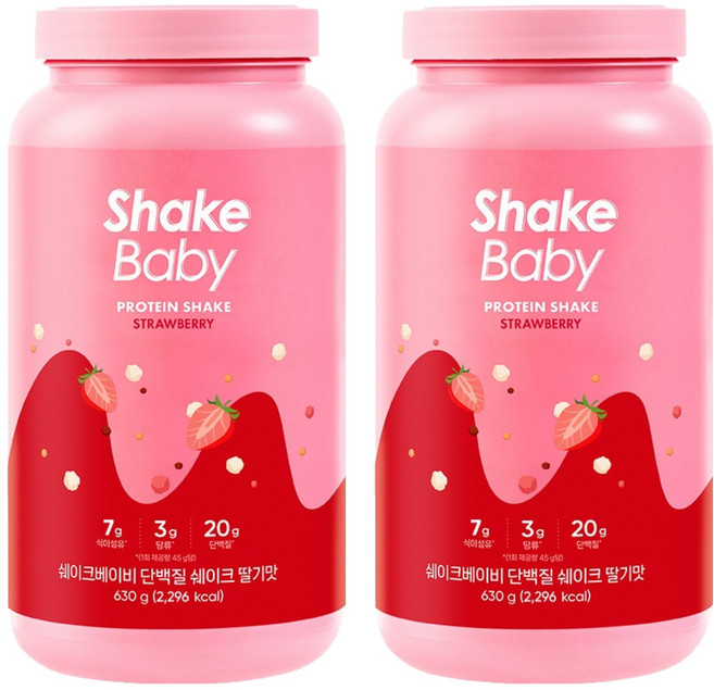 쉐이크베이비 락토컷 단백질 쉐이크 딸기맛, 630g, 2개