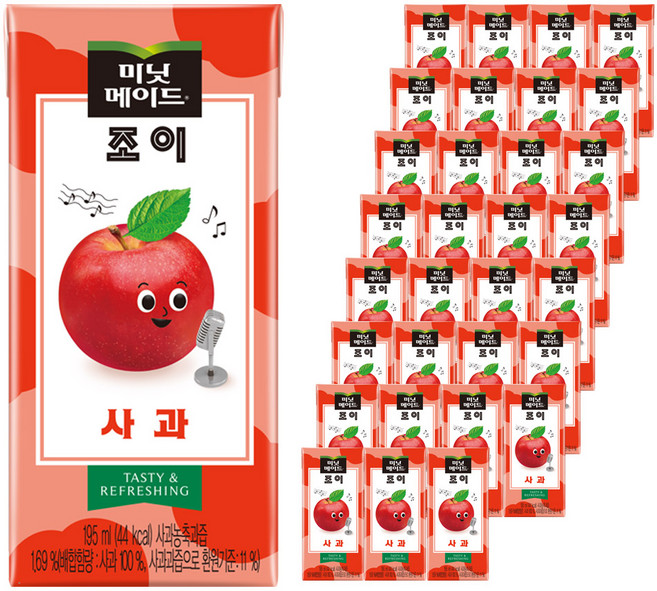 미닛메이드 조이 사과, 195ml, 128개