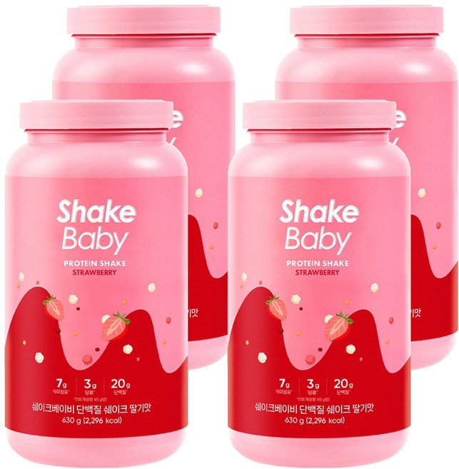 ShakeBaby 纖活蛋白奶昔粉 草莓口味, 630g, 4罐