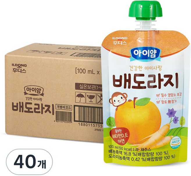 일동후디스 아이얌 건강한 아이사랑 주스, 배도라지, 100ml, 40개