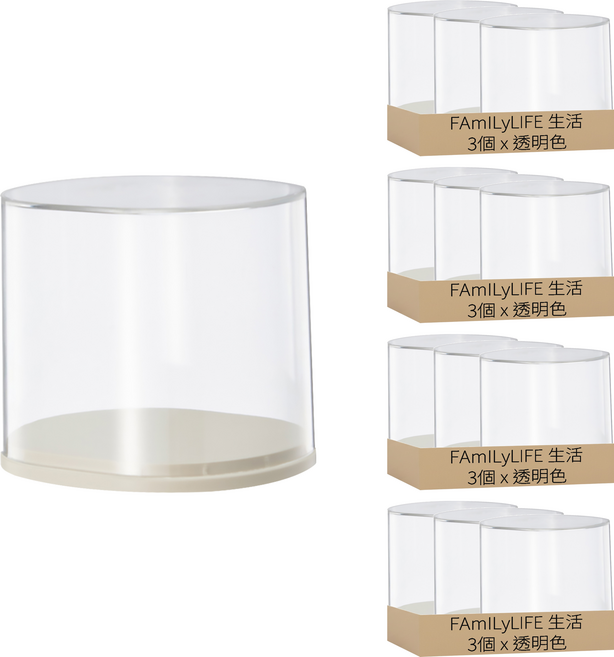 FAmILyLIFE 生活 橢圓形透明展示盒, 12個, 透明色