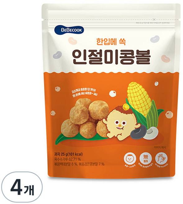 베베쿡 한입에 쏙 인절미 콩볼, 인절미맛, 25g, 4개
