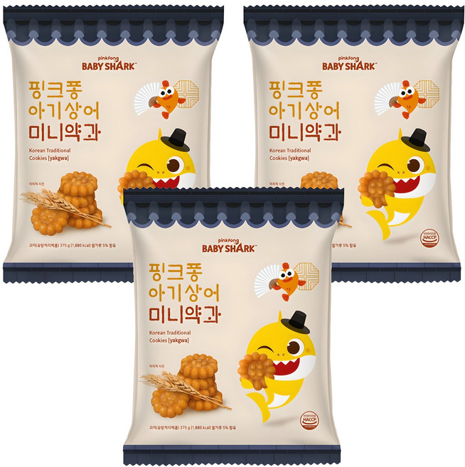 pinkfong 碰碰狐 鯊魚寶寶迷你藥果, 3個, 375g