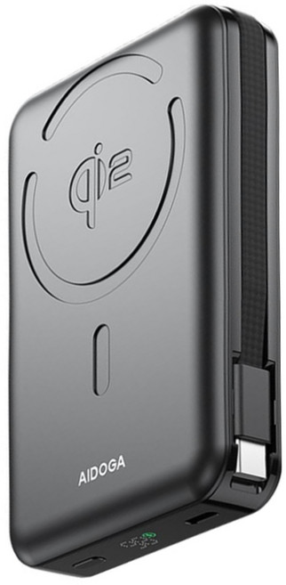 AIDOGA 艾迪伽 Qi2 10000mAh 磁吸無線充電行動電源, PB-4241, 岩石黑