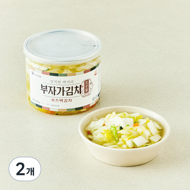 부자가김치 키즈 백김치, 400g, 2개