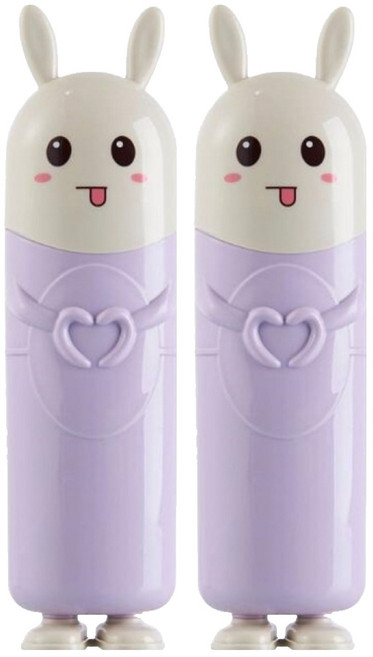 더자카 러브유 레빗 칫솔케이스, 퍼플, 2개