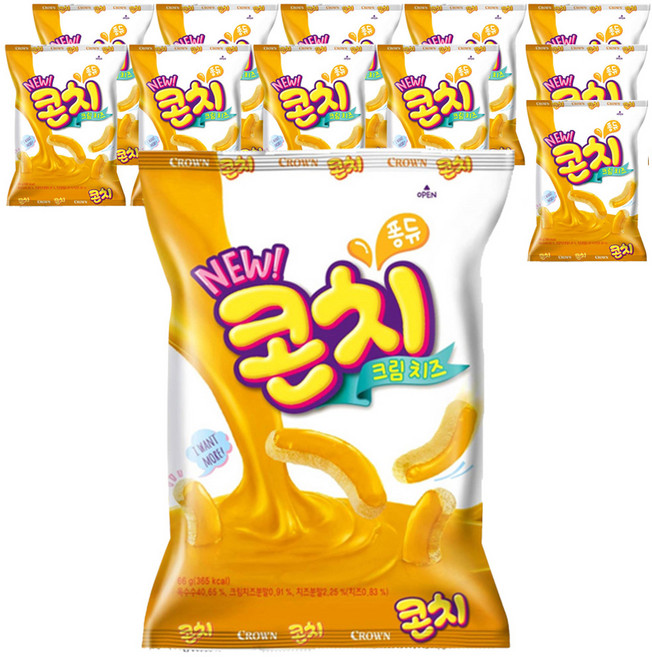 크라운 콘치 크림치즈 과자, 66g, 12개