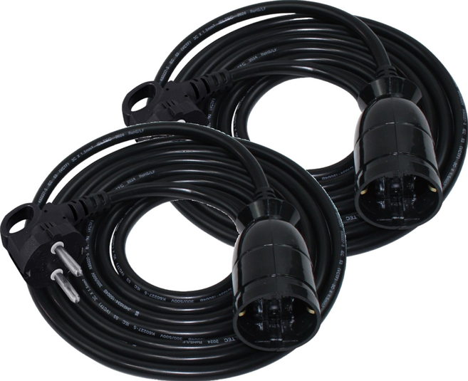 원스탑 고용량 1구 연장코드선 16A, 3m, 블랙, 2개