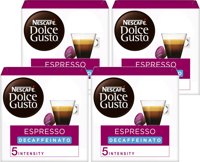 NESCAFE 雀巢咖啡 Dolce Gusto 多趣酷思 義式濃縮咖啡膠囊 低咖啡因, 5.5g, 16個裝, 4組