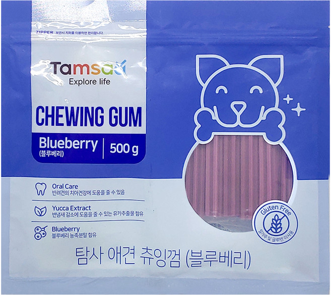 탐사 강아지 츄잉껌 500g, 블루베리맛, 1개