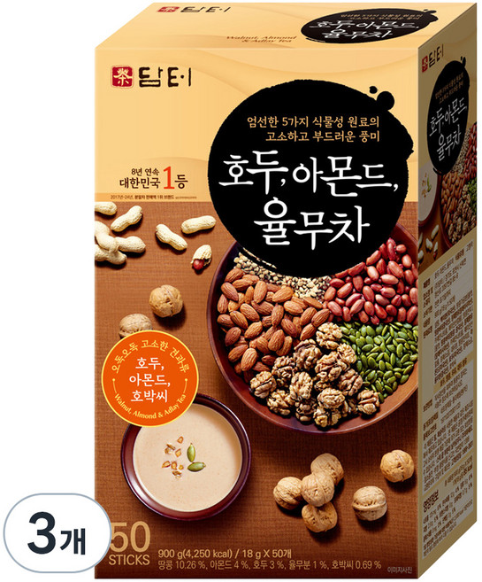 담터 호두 아몬드 율무차, 18g, 50개입, 3개
