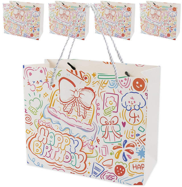 하늬통상 생일 선물 쇼핑백, 혼합색상, 5개