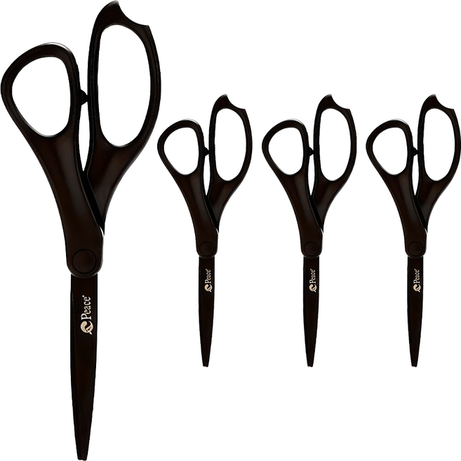피스코리아 코팅 가위, 블랙, 4개