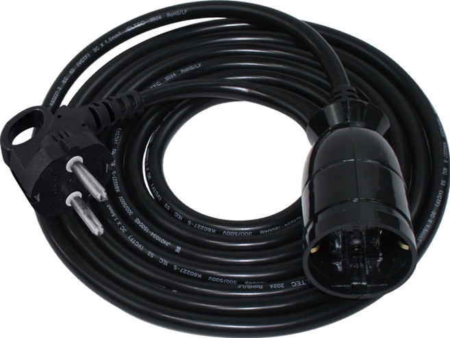 원스탑 고용량 1구 연장코드선 16A, 3m, 블랙, 1개