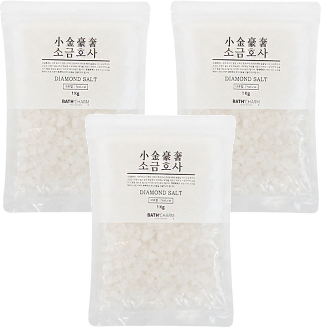 바스참 소금호사 다이아몬드 솔트 내추럴 입욕제, 1kg, 3개