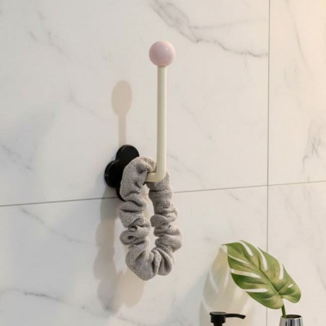 조인메이드 세면대 욕실 머리끈 머리띠 정리 수건 걸이, 핑크, 2개