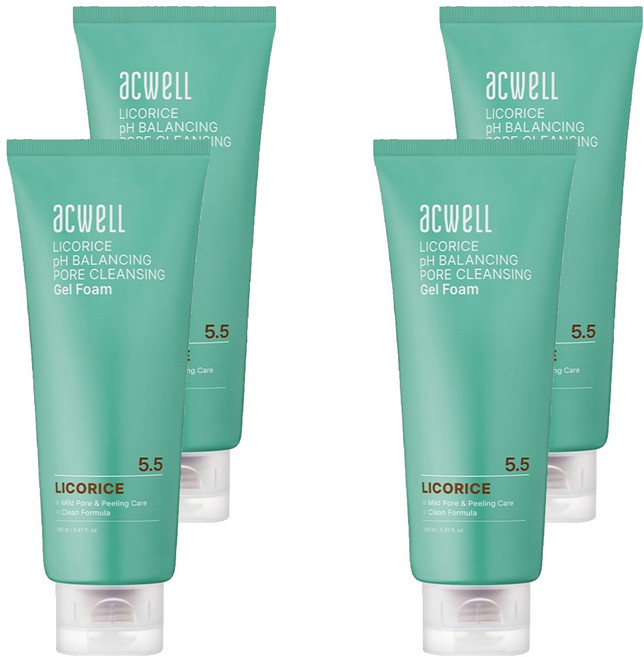 아크웰 감초수 피에이치 밸런싱 포어 클렌징 젤 폼, 160ml, 4개