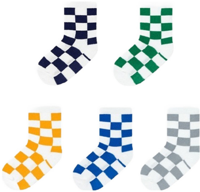 유니프랜드 체크 민자 양말 5종 세트
