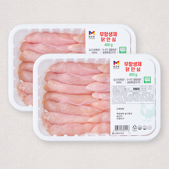 목우촌 무항생제 인증 닭안심 (냉장), 400g, 2개