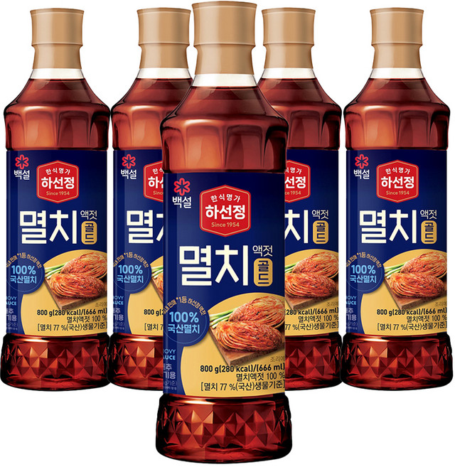 하선정 멸치액젓 골드, 800g, 5개