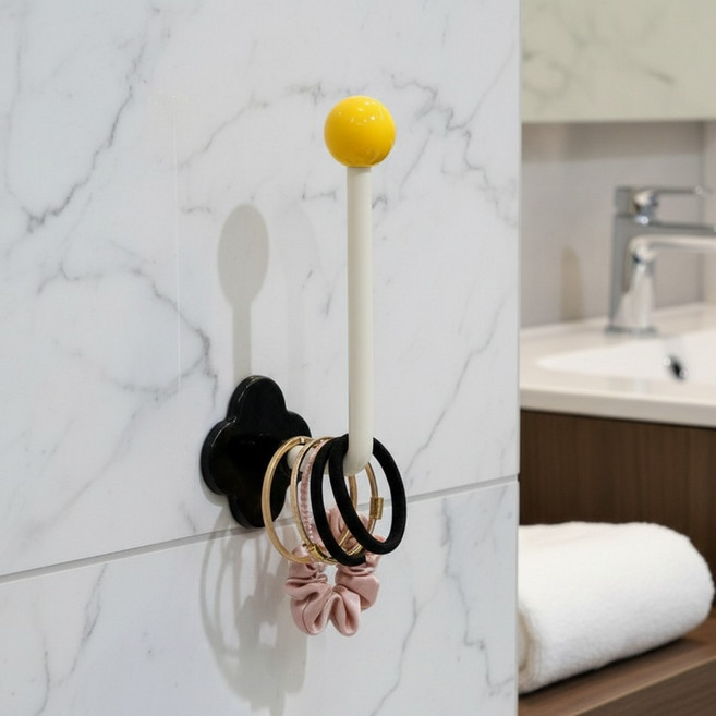 조인메이드 세면대 욕실 머리끈 머리띠 정리 수건 걸이, 옐로우, 2개