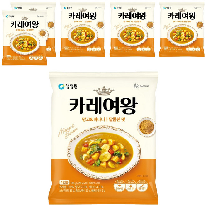 카레여왕 망고 앤 바나나 달콤한맛, 108g, 6개