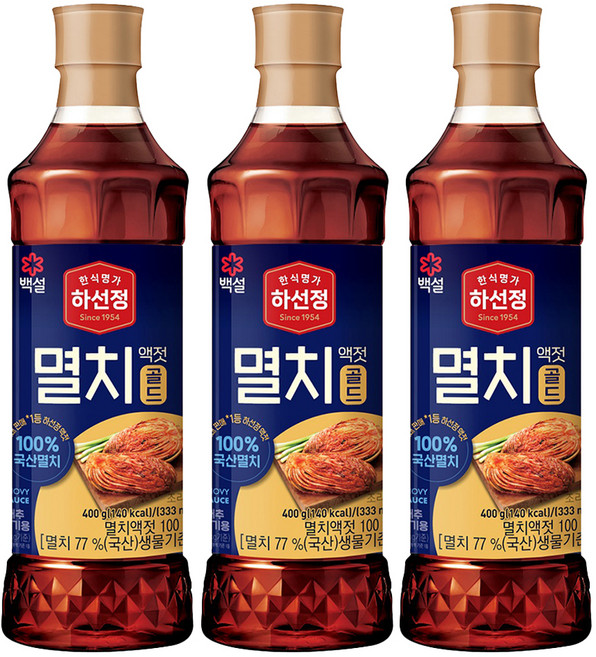 하선정 멸치액젓 골드, 400g, 3개