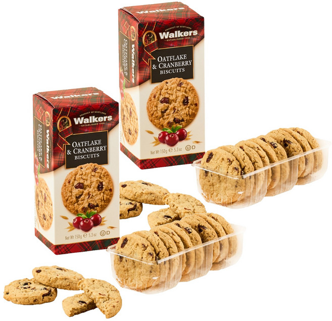 워커스쇼트브레드 워커스 오트 앤 크랜베리 비스킷, 150g, 2개