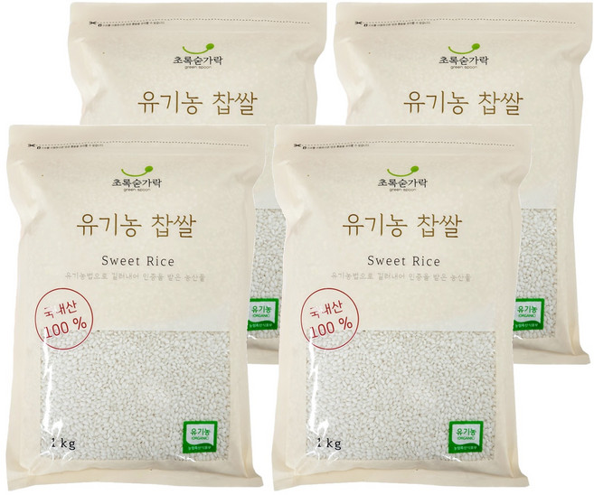 초록숟가락 유기농 찹쌀, 1kg, 4개