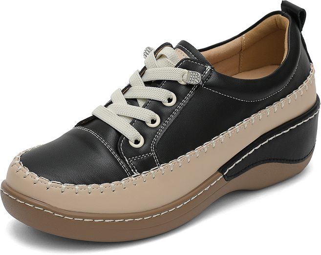 J SHOE 牛皮Canny輕量厚底縫線休閒鞋 5cm