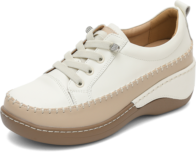 제이슈 소가죽 캐니 가벼운 통굽 스티치 스니커즈 5cm