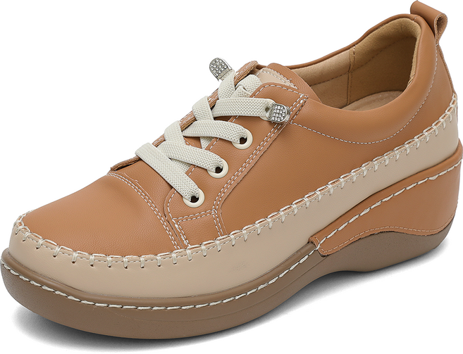 제이슈 소가죽 캐니 가벼운 통굽 스티치 스니커즈 5cm