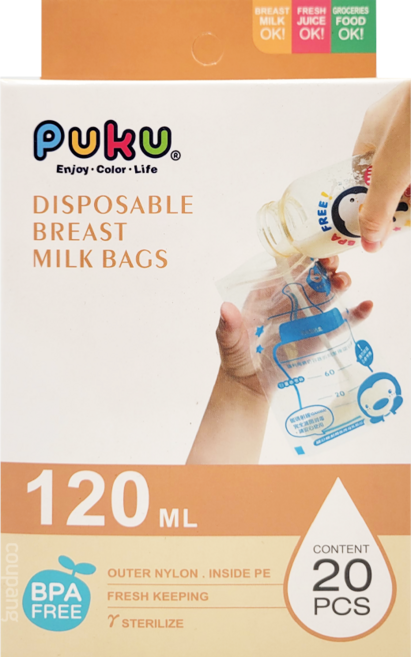 PUKU 藍色企鵝 母乳儲存袋 120ml 20枚入, 20枚, 1盒