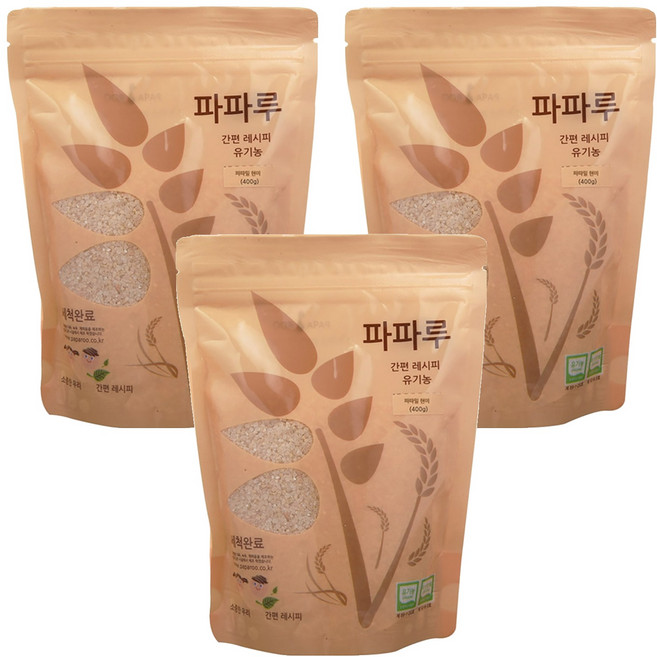 파파루 간편레시피 유기농 쌀가루 현미 굵은입자 이유식 후기, 400g, 3개
