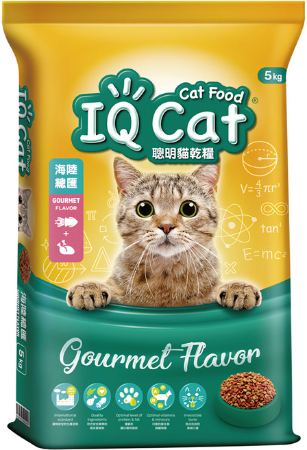 IQ Cat 聰明貓 成貓用 乾糧, 5kg, 1袋, 海陸總匯口味
