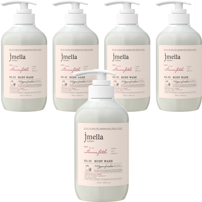 jmella 法式漫舞香水沐浴乳 No.02 Femme Fatale, 500ml, 5瓶