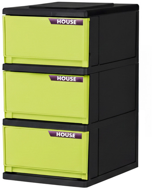 HOUSE 好室喵 三層櫃 無輪 SB30, 綠色