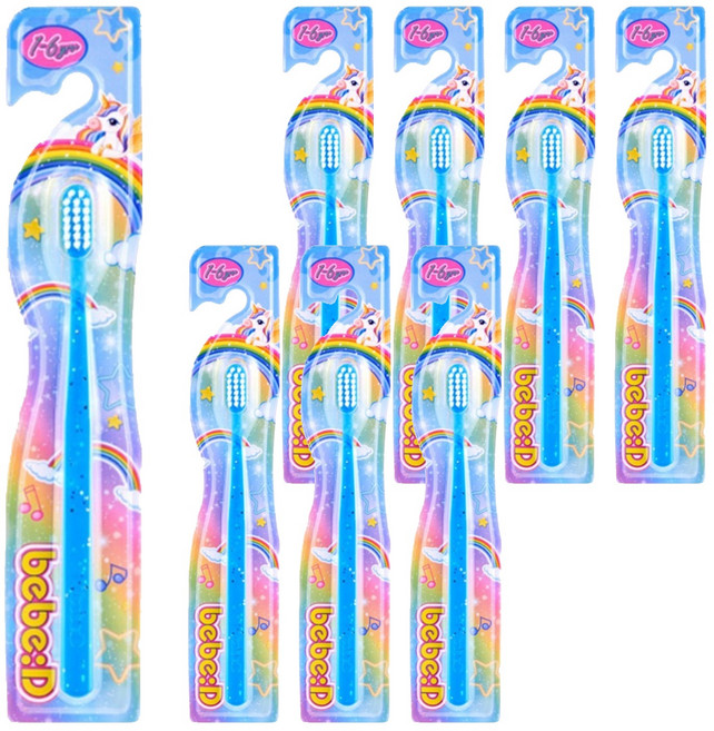 bebeD 유아용 초콜릿도 잘 닦이는 칫솔, 반짝이블루, 1개입, 8개