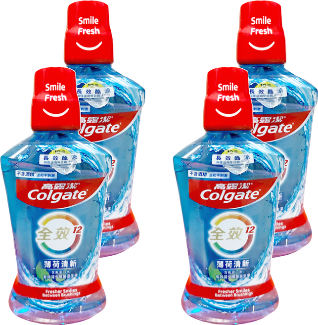 Colgate 高露潔 全效含氟漱口水 薄荷清新, 500ml, 4瓶