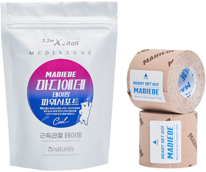 마디에데 테이핑 파워서포트 근육관절 테이핑 3.2m, 2개, 1개입